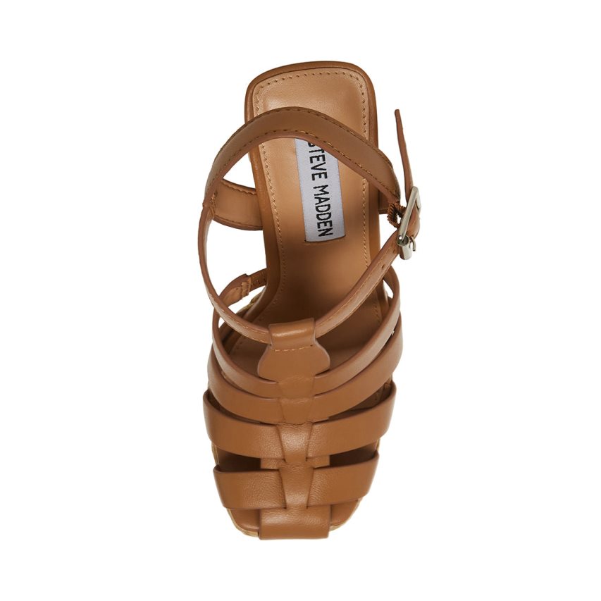 Sandalias Tacones Steve Madden Gallery Cuero Mujer Marrones | ES WD9043